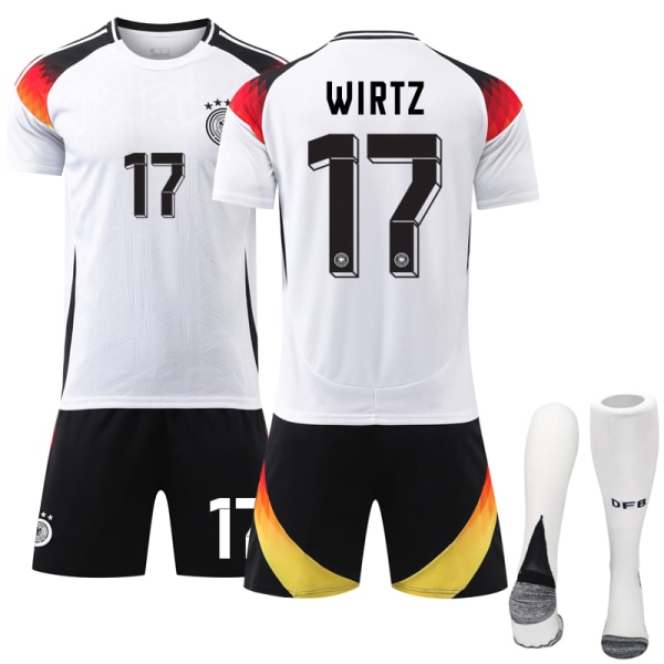 UEFA Euro 2024 Germany Home Børnefodboldtrøjesæt nr. 17 Wirtz Adult XL
