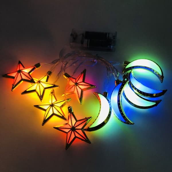 EID Mubarak Lyslenke LED Lysstreng MULTICOLOR STJERNE MÅNE