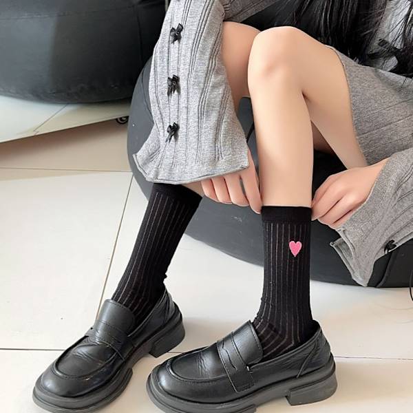Love Broderi Lolita Strømper Tynde Dame Sokker SORT SORT Black