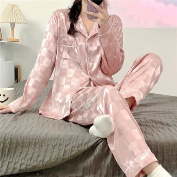 Ice Silk Hemkläder Pyjamasbyxor Set BLÅ L blue L