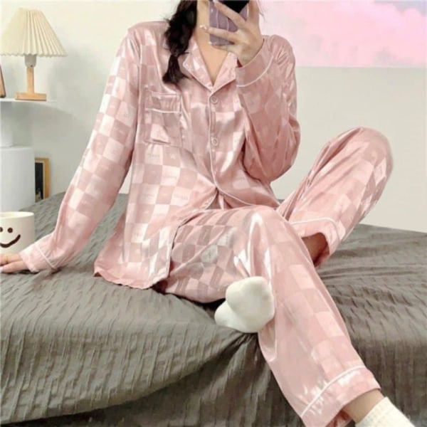 Ice Silk Hjemmetøj Pyjamasbuksesæt PINK M pink M