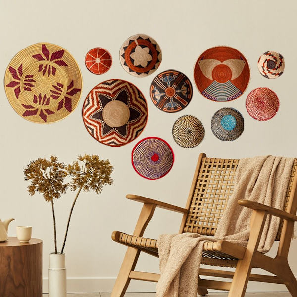 11 kpl Boho Basket Seinätarrat Pyöreät seinätarrat Moderni Boho