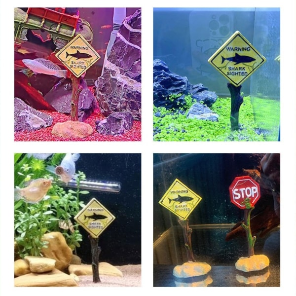 Akvariumdekorasjon Shark Advarselsskilt C C C