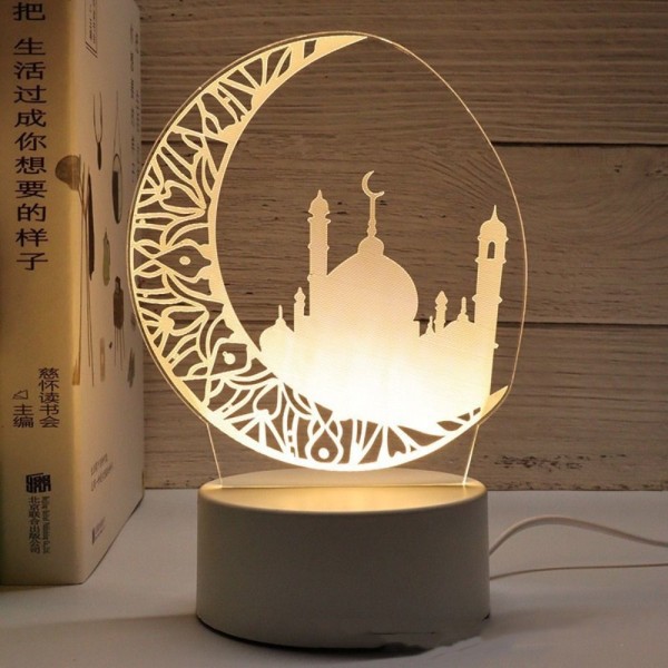 Eid Mubarak Decor Ramadan Akryyli Night Light 3D LED-valo B