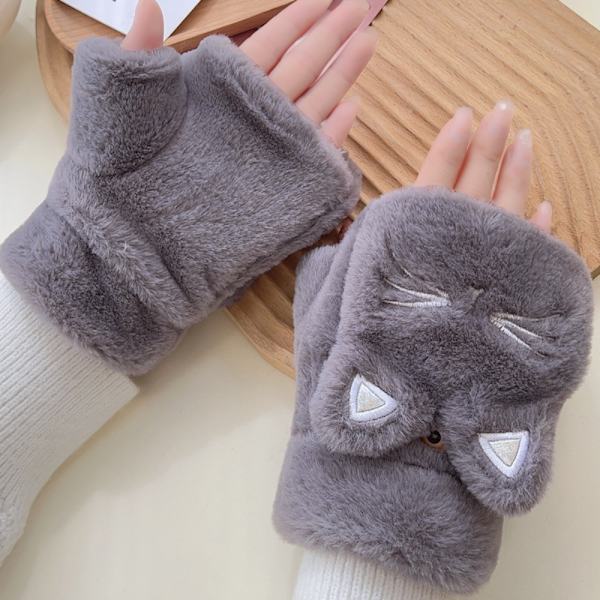 Cykelkörhandskar Cat Fingerless Touch Screen Vantar GRÅ grey