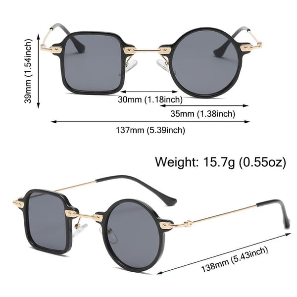 Firkantede runde solbriller Ocean Lens Shades LEOPARD-KLAR Leopard-Clear