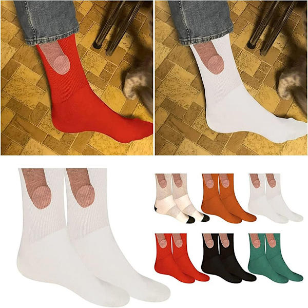 1 Par Funny Socks Show Off Sokker HVIT white