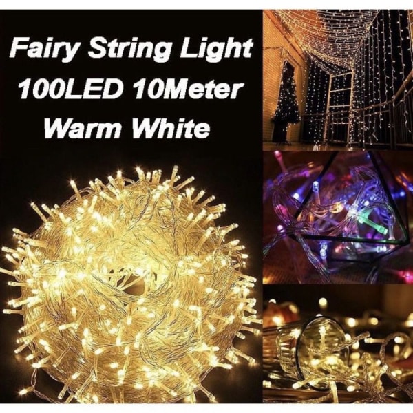 100LED 10M valaistusnauhat vedenpitävä Fairy Light LÄMPIMÄN VALKOINEN warm white