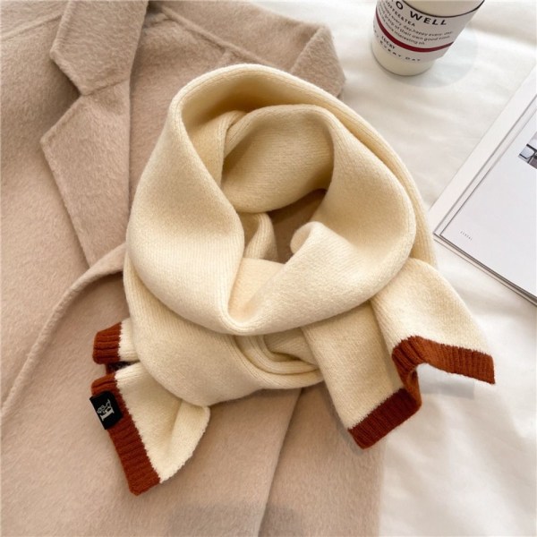 Vinterstickad halsduk varm sjal BEIGE beige