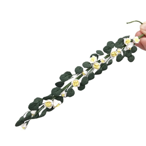 Dukkehus Miniature Plastic Simulation Rose spyd GUL Yellow