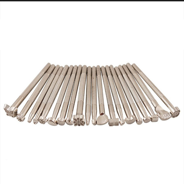 Sadeltillverkning Stämpelstämpel Set Carving Läder Craft Stämpel Verktyg