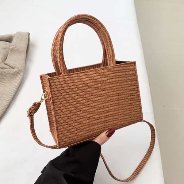 Axelväska Vävd Mönstrad Väska BEIGE Beige