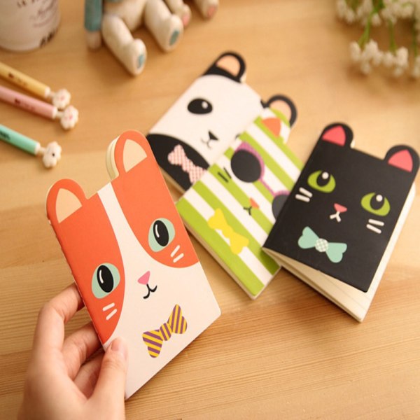 Mini Cute Kawaii Journal Dagbog Notesbog foret papir notesblok Color Random