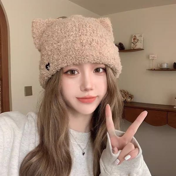 Cat Ear Beanies Plys strikhue SORT Black