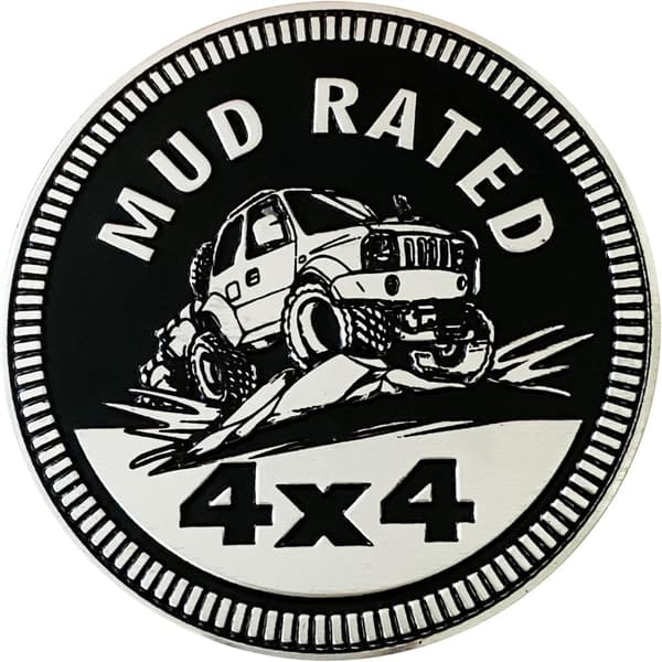 2 ST MUD Rated-emblem Bilmärke 4x4 Metall 3D