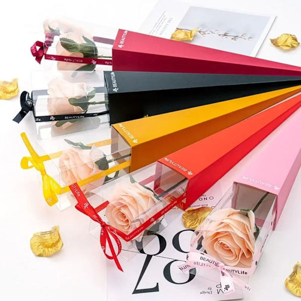 10 kpl Kirkas ikkuna Bouquet Box Kukkakimppu käärepaperi PUNAINEN Red