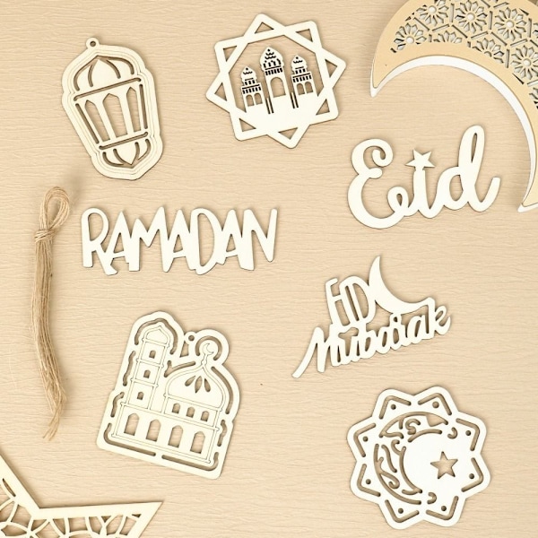 10 stk Eid al-Fitr Trepynt Hengepynt Måne Stjerne Treplakett A A