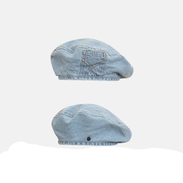Retro Denim Baretter Hat Autumn Shade Painter Cap LYSEBLÅ light blue