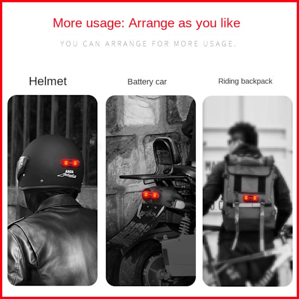 Moto Hjelm Lys Cykel Baglygte Motorcykel Advarselslys