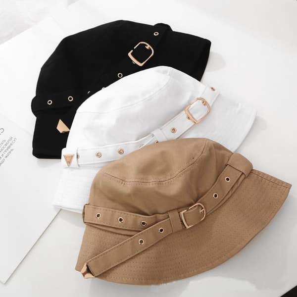 Bomulls bøttehatter Dame Sommerhatt HVIT White