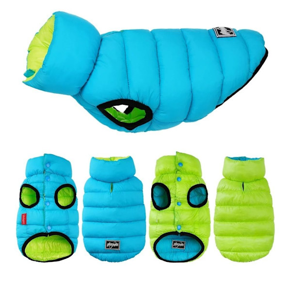 Vendbart hundetøj Vinterfrakke til hundehunde BLUE&GREEN S blue&green S