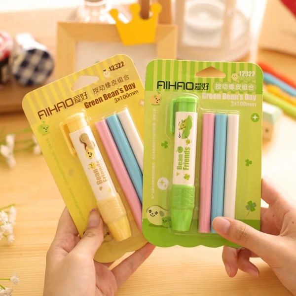 Udskiftelig Pen Shape Rubber Eraser Sød brevpapir nyhed Color Random