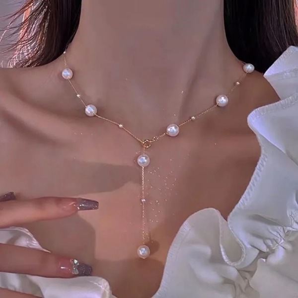 Pärlor tillbaka halsband tofs Pearl hänge halsband sele