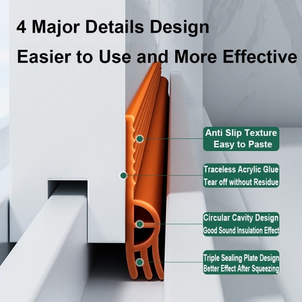 2/4M Skjutfönster Tätningslist Draft Excluder ORANGE 4M Orange 4M