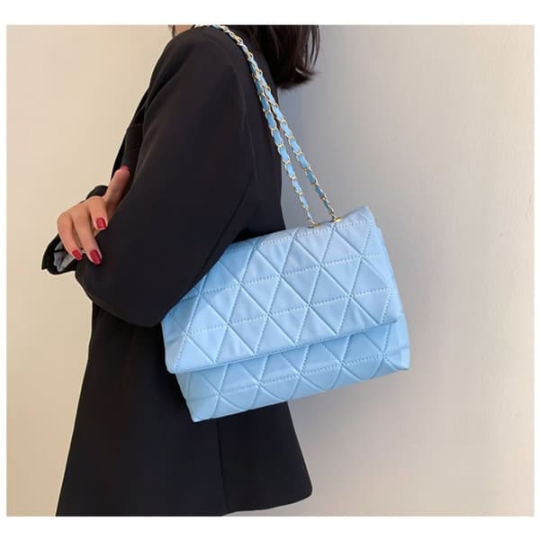 Broderad Rutig Väska PU Läder Crossbody Väskor KAFFE coffee
