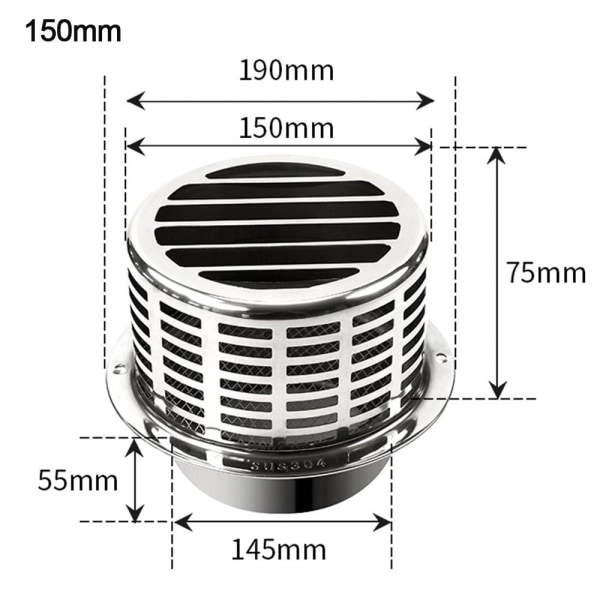 Skorsteinshette Ventilert Regnhette 100MM 100mm