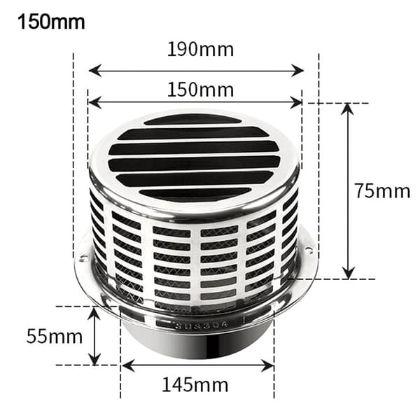 Ventilert regnhatt for skorstein, 100 mm 100mm