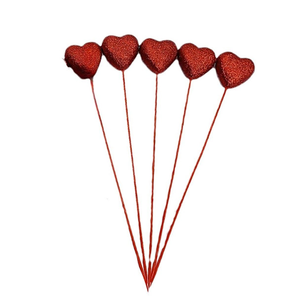 5 STK Hjerteplukker Pinnekake Toppers RØD 4X22CM RED 4X22CM