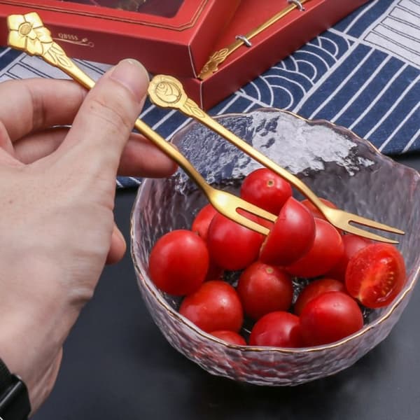 Fruktgaffel To-tannet Gaffel SØLV SETT Silver Set-Set