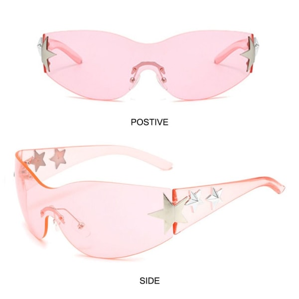 Y2K Solbriller Star Wrap Around Solbriller ROSA ROSA Pink e6c4 | Pink |  Pink | Fyndiq