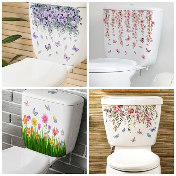Blommiga toalettdekaler Underbara blomdekaler 3 3 3