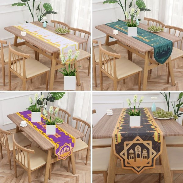 Ramadan Decoration Table Runner Home Pöytäliina VALKOINEN STYLE1 white style1-style1