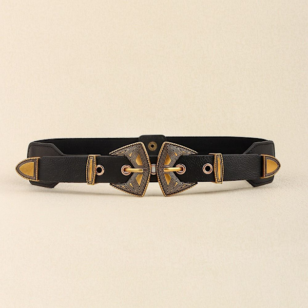 Läderbälte Elastiskt Bälte GULD ELASTISK Gold Elastic-Elastic
