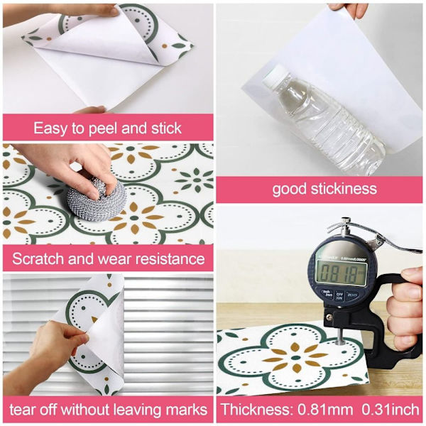 Peel & Stick gulvfliser Selvklæbende fliser 1PC2 2 1Pc2