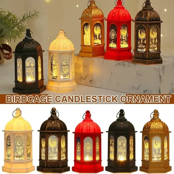 LED Lanterne Lys Lanterne Ornament GULD Gold