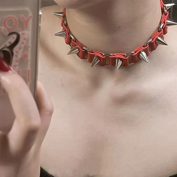 Nitad Läderhalsband ROSA Pink
