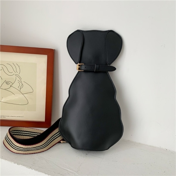 Glidelås Hundeformet Crossbody-veske PU-lær tegneserieveske black Puppy-Puppy