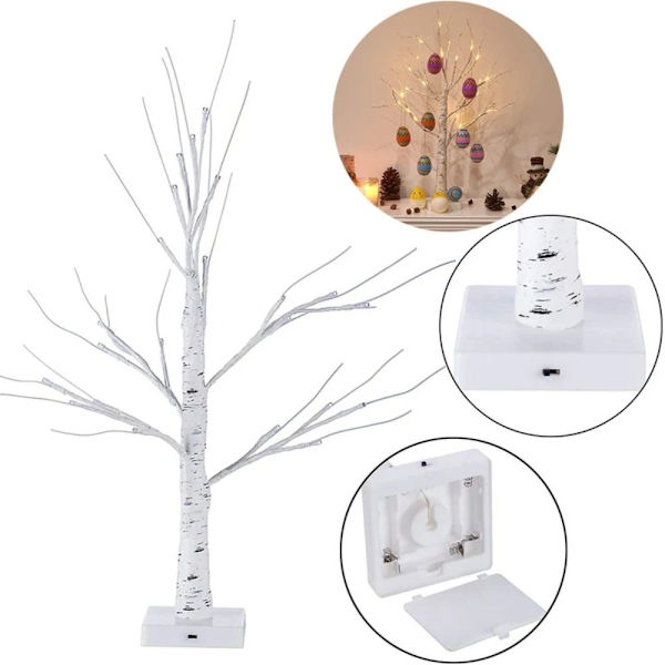 Led Björk Light Tree Blinkande Tree Bonsai VIT White