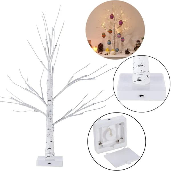 LED Bjørkelys Tre Glitrende Tre Bonsai HVIT White