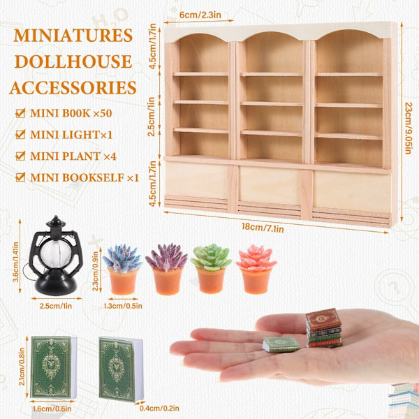 1:12 Skala Dollhouse Miniatures Mini Bogreol GUL Yellow
