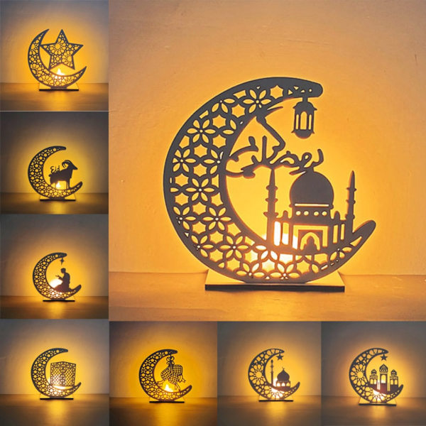 Eid Mubarak Trepynt Ornament Lys LED Lys STYLE 5 STYLE 5