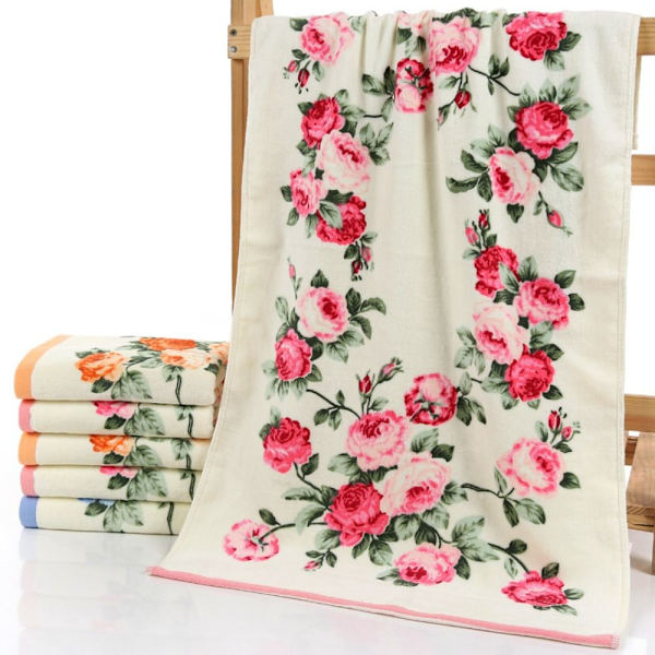 Soft Flower Printing Handdukar Badrumshanddukar ORANGE orange