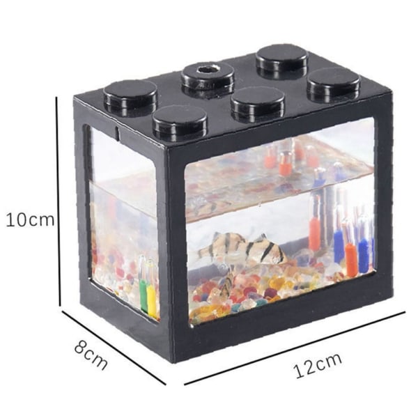 Betta Fish Tank Building Block Aquarium GRÅ GRÅ grey