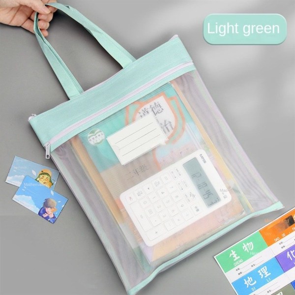 Läpinäkyvä Mesh File Bag Paperilaukku VAALEENVIHREÄ Light green