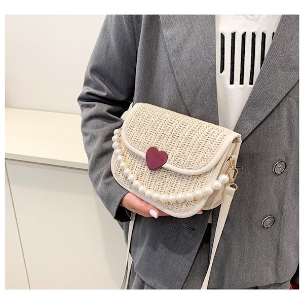 Vävd väska Single Shoulder Crossbody-väska KHAKI khaki