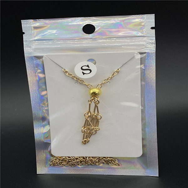 Krystallholder Cage Halskjede Krystall Net Metal Halskjede GULL L Gold L